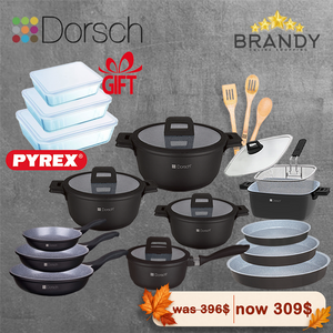 Dorsch Lifetime Granite 14-piece Cookware Set with Free Pyrex Glass Containers
