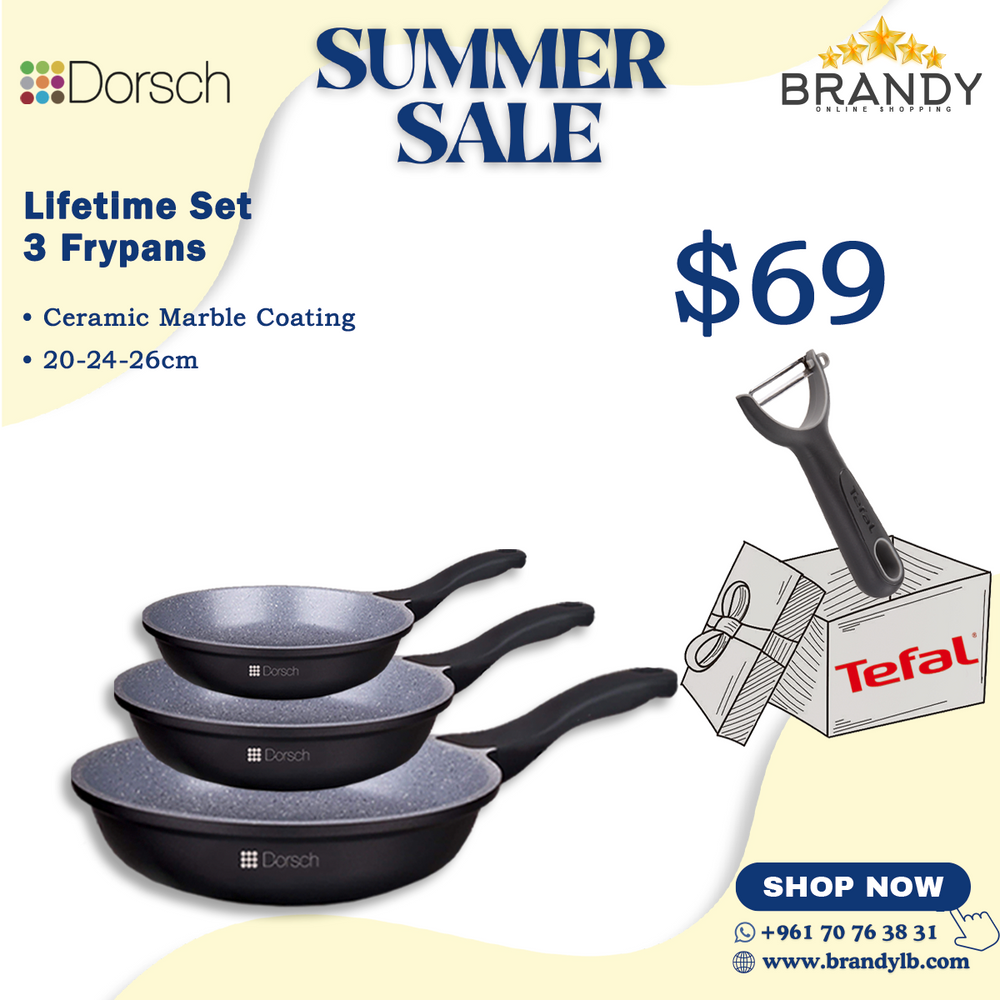 Lifetime Granite Set 3 Frypans + Free Tefal Peeler