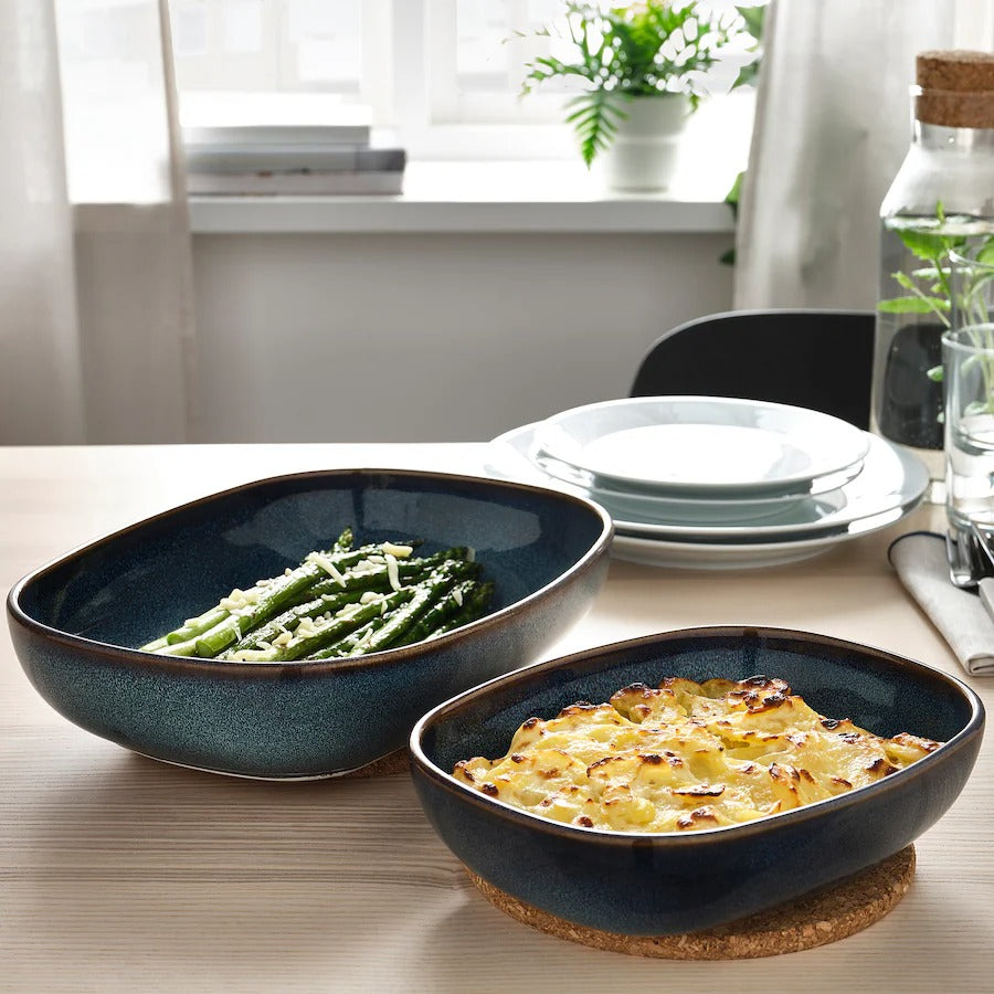 Ocean Blue Deep Oval Plate - Porcelain, Oven Safe