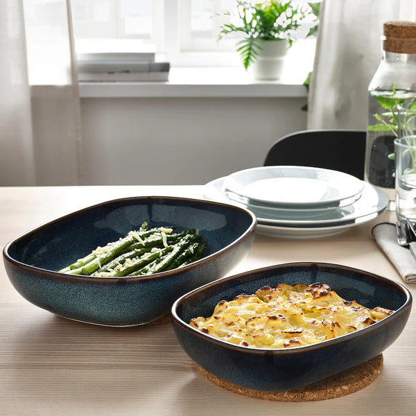 Ocean Blue Deep Oval Plate - Porcelain, Oven Safe