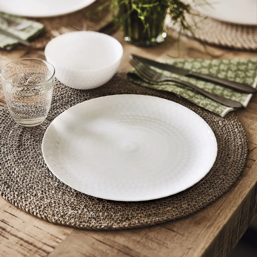 Pampille White Dinner Set 44pcs Opal Glass