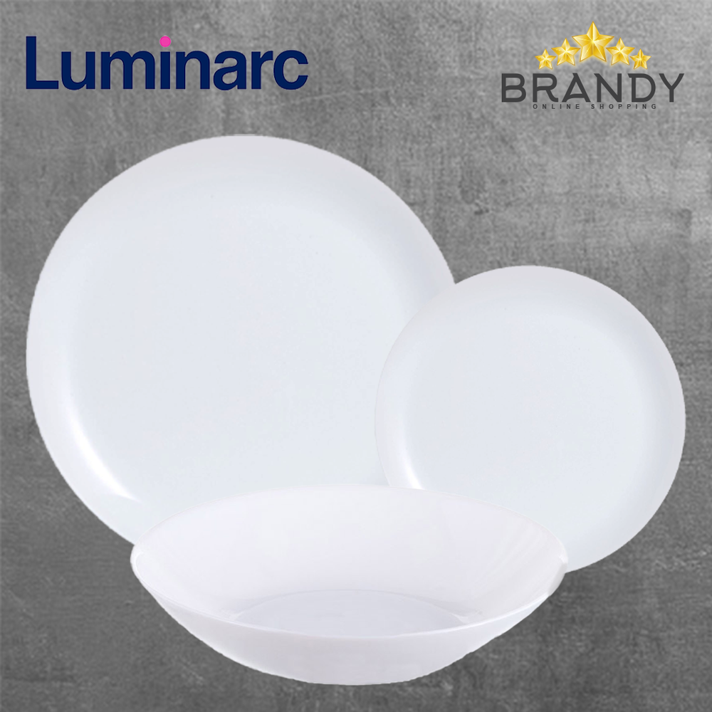 Diwali White Dinner Set 18pcs - Opal Glass Plates