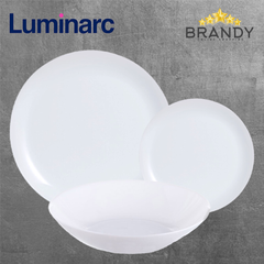 Diwali White Dinner Set 18pcs - Opal Glass Plates