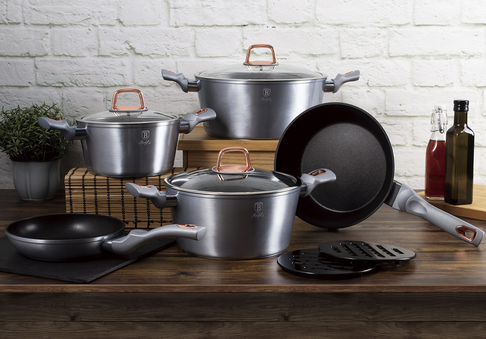 Moonlight Metallic Cookware Set 10pcs Granite Non Stick Marble Coating