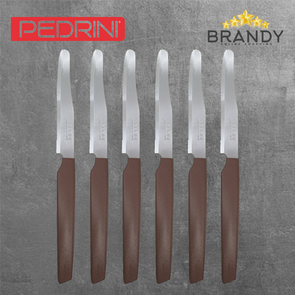 Brown Knives Set 6pcs Stainless Steel