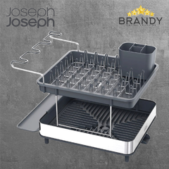 Stainless Steel 2-Tier Dish Rack with Wine Glass Holder