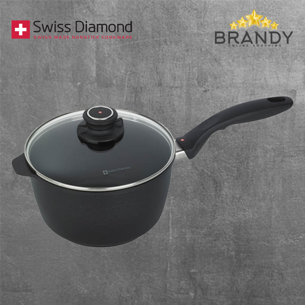 Diamond Saucepan with Non-Stick Coating, Black, Oven Safe