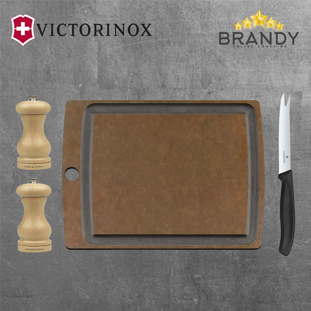 Cheese Board Set with Salt & Pepper Mills and Knife