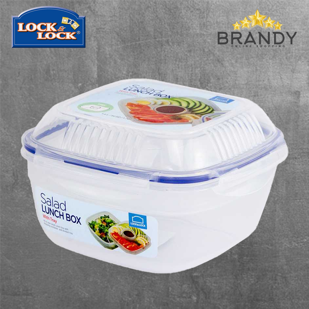 Salad Lunch Box with Divided Tray and Dressing Container