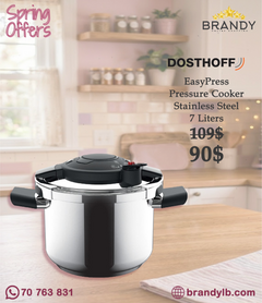 Dosthoff Easy Press Pressure Cooker 18/10 Stainless Steel 7Liters-1