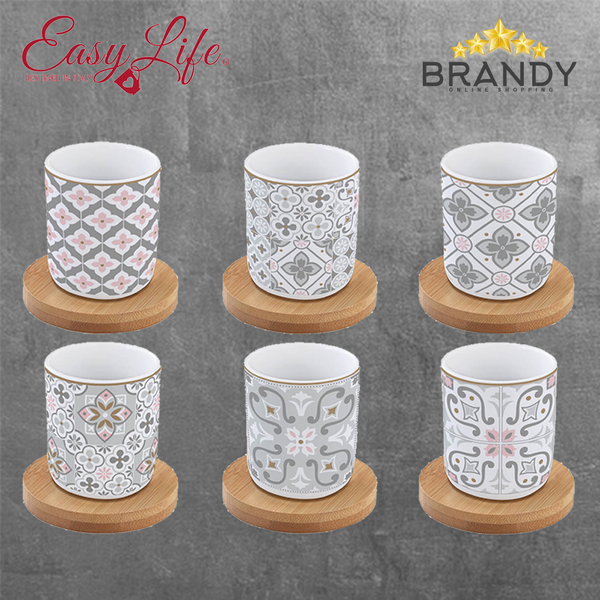 Tiles Grey Espresso Cups Set 6pcs