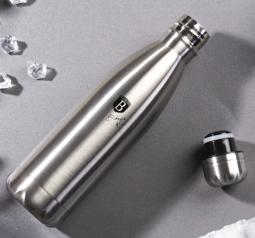Vacuum Bottle Silver 500ml Stainless Steel 18/10 Leakproof Insulated Flask