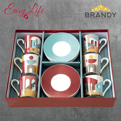Illusion Coffee Cups Set 6pcs Porcelain 100ml