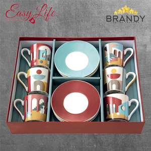 Illusion Coffee Cups Set 6pcs Porcelain 100ml