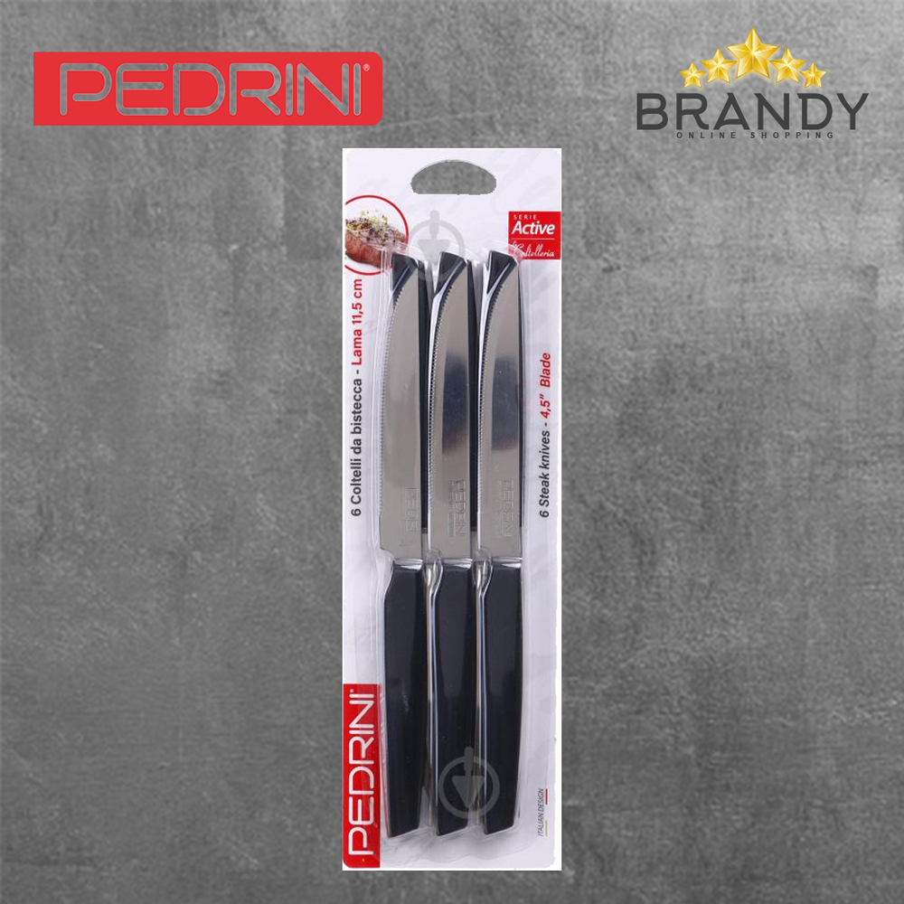 Black Knives Set 6pcs Stainless Steel