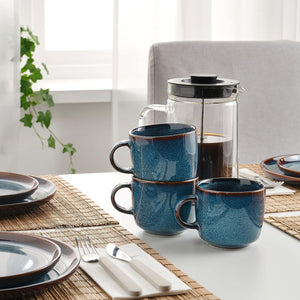 Ocean Blue Porcelain Mugs Set 6pcs