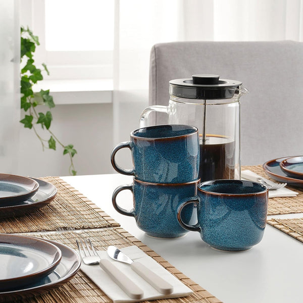 Ocean Blue Porcelain Mugs Set 6pcs
