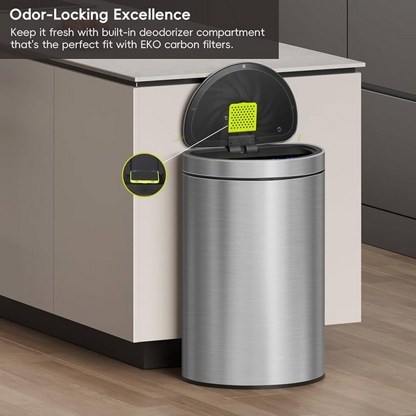 Mirage Sensor Bin Stainless Matt Semi-Round - 47L