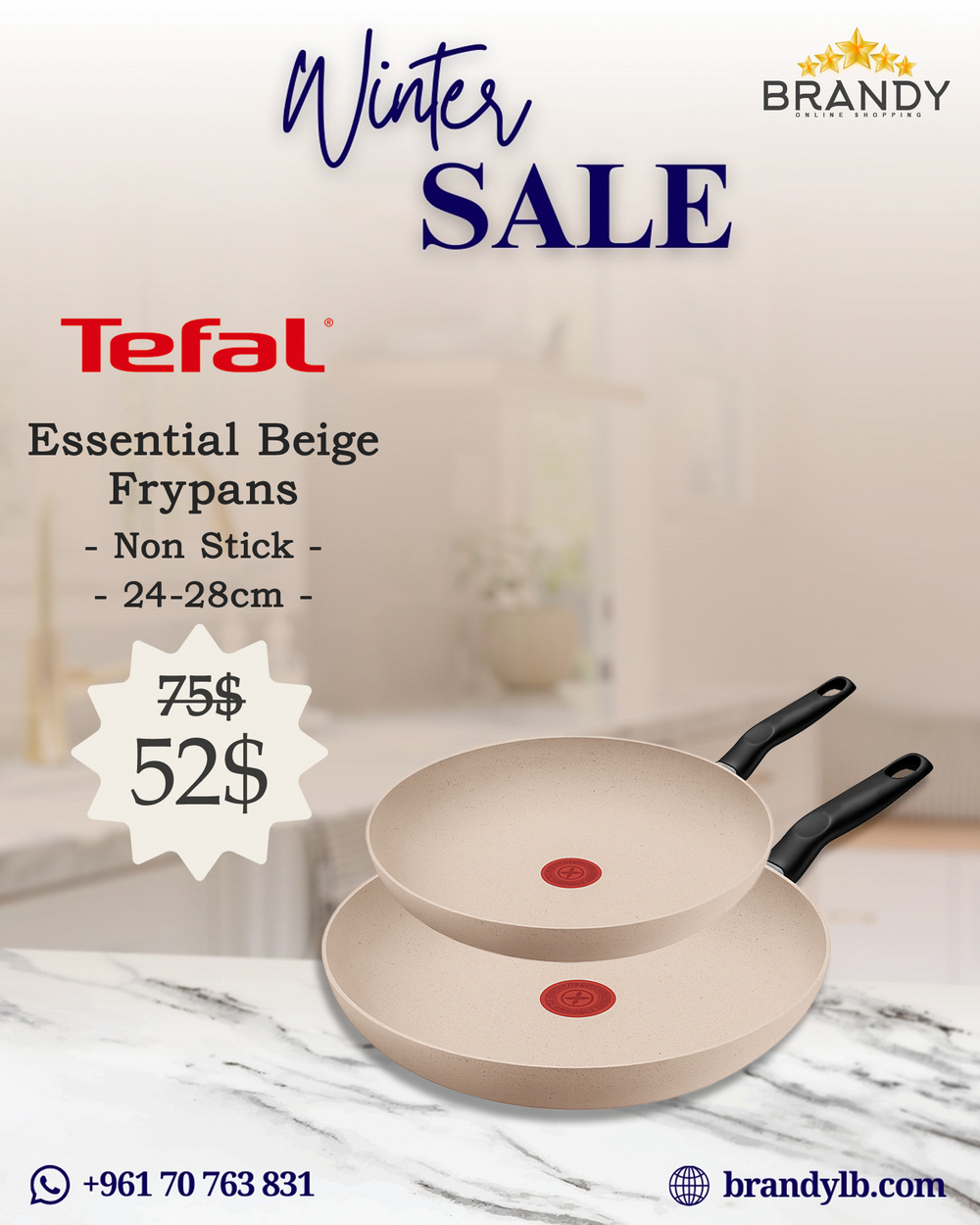 Essential Beige Set 2 Frypans 24-28cm