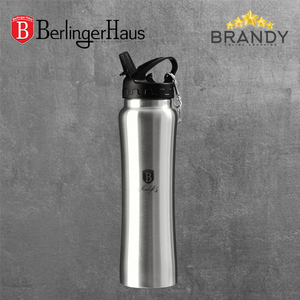 Sport Bottle Silver 500ml Stainless Steel 18/10 Leakproof Hydration Bottle