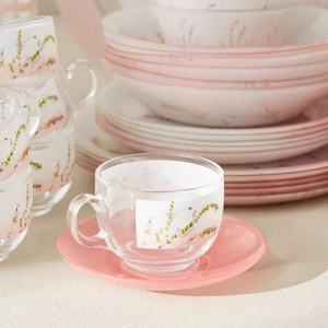Trompette Dinner Set 46pcs Elegant Floral Glass Tableware Set