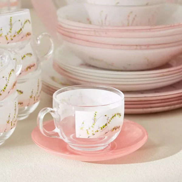 Trompette Dinner Set 46pcs Elegant Floral Glass Tableware Set