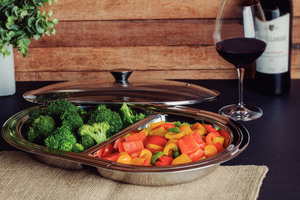 Ciclo Divided Oval Dish With Lid - Stainless Steel & Glass