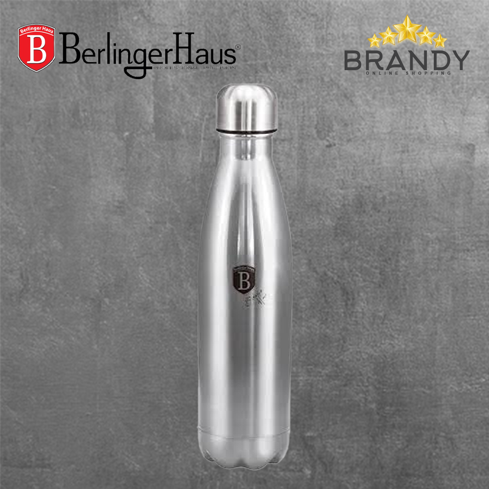 Vacuum Bottle Silver 500ml Stainless Steel 18/10 Leakproof Insulated Flask