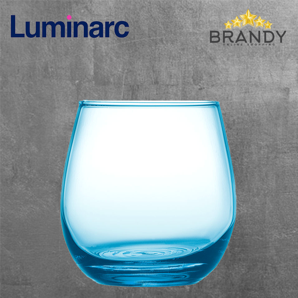 Maine Blue Short Cups Set 6pcs, 32cl Glass Drinkware, Modern Blue Tinted Tumblers