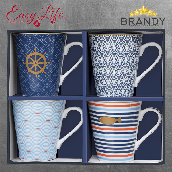 Bord De Mer Mugs Set 4pcs Porcelain 300ml