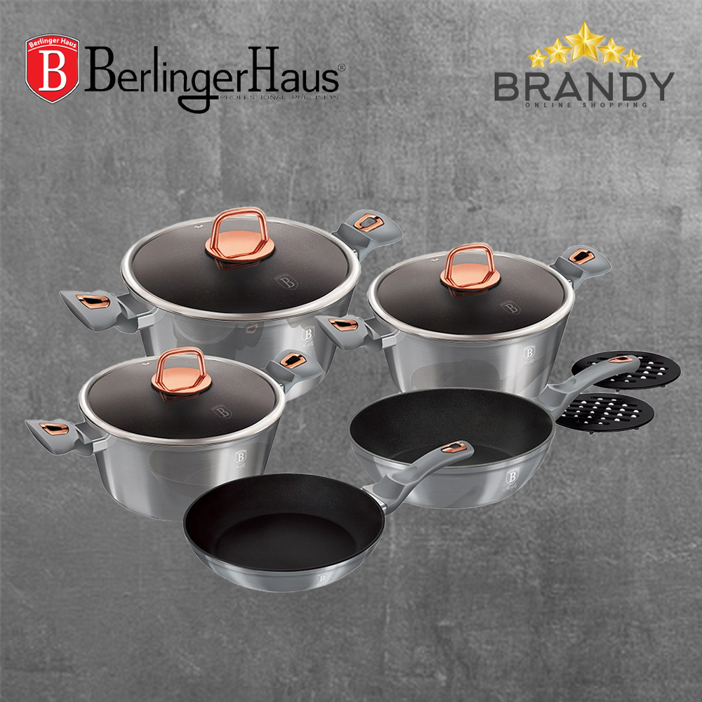 Moonlight Metallic Cookware Set 10pcs Granite Non Stick Marble Coating