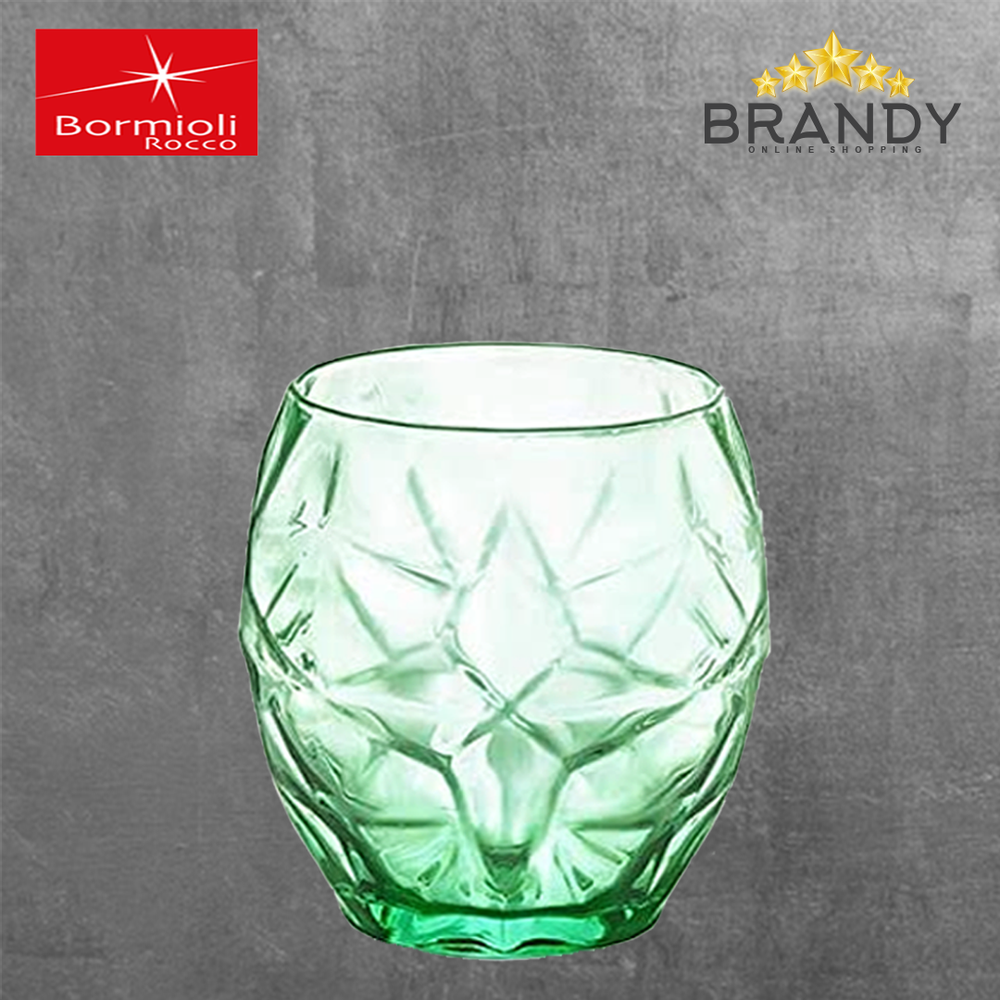 Oriente Green Short Cups Set 6pcs, 40cl Glass, Made in Italy