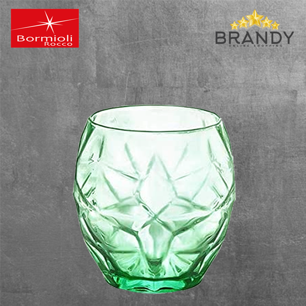 Oriente Green Short Cups Set 6pcs, 40cl Glass, Made in Italy