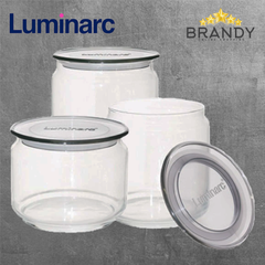 Luminarc Plano Grey 3-Piece Glass Jar Set 0.5 L, 0.75 L, 1 L