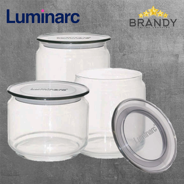 Plano Grey Set 3 Jars Glass Food Containers