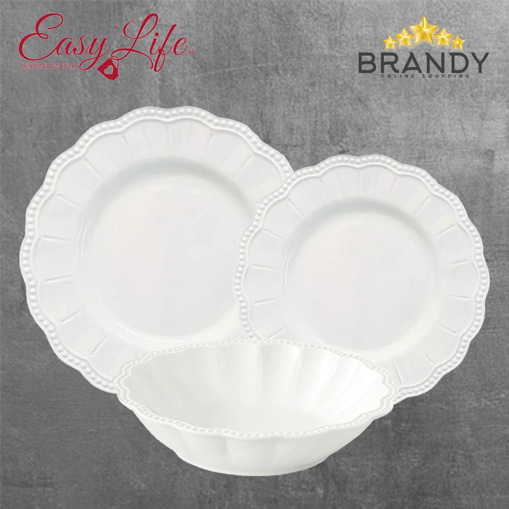 Elite White Dinner Set 18pcs Porcelain Plates