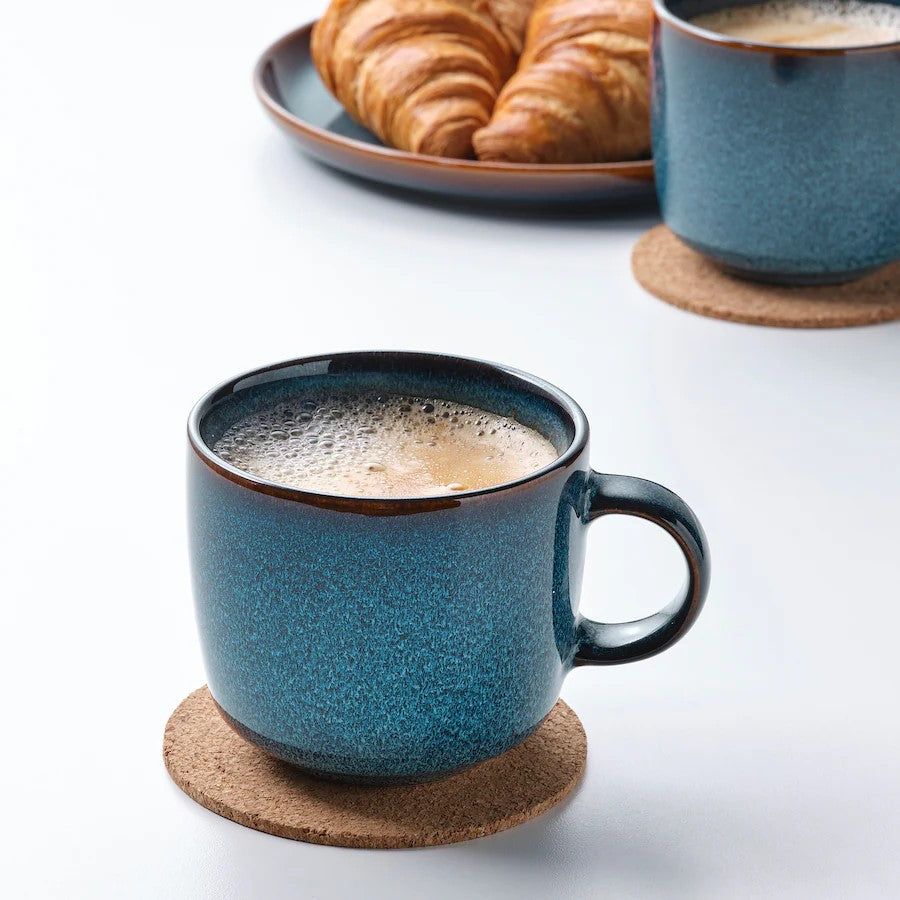 Ocean Blue Porcelain Mugs Set 6pcs