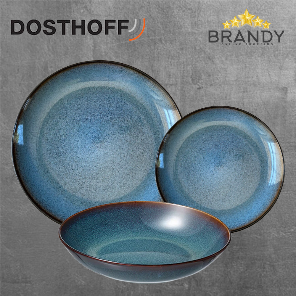 Ocean Blue Porcelain Plate Set 18pcs