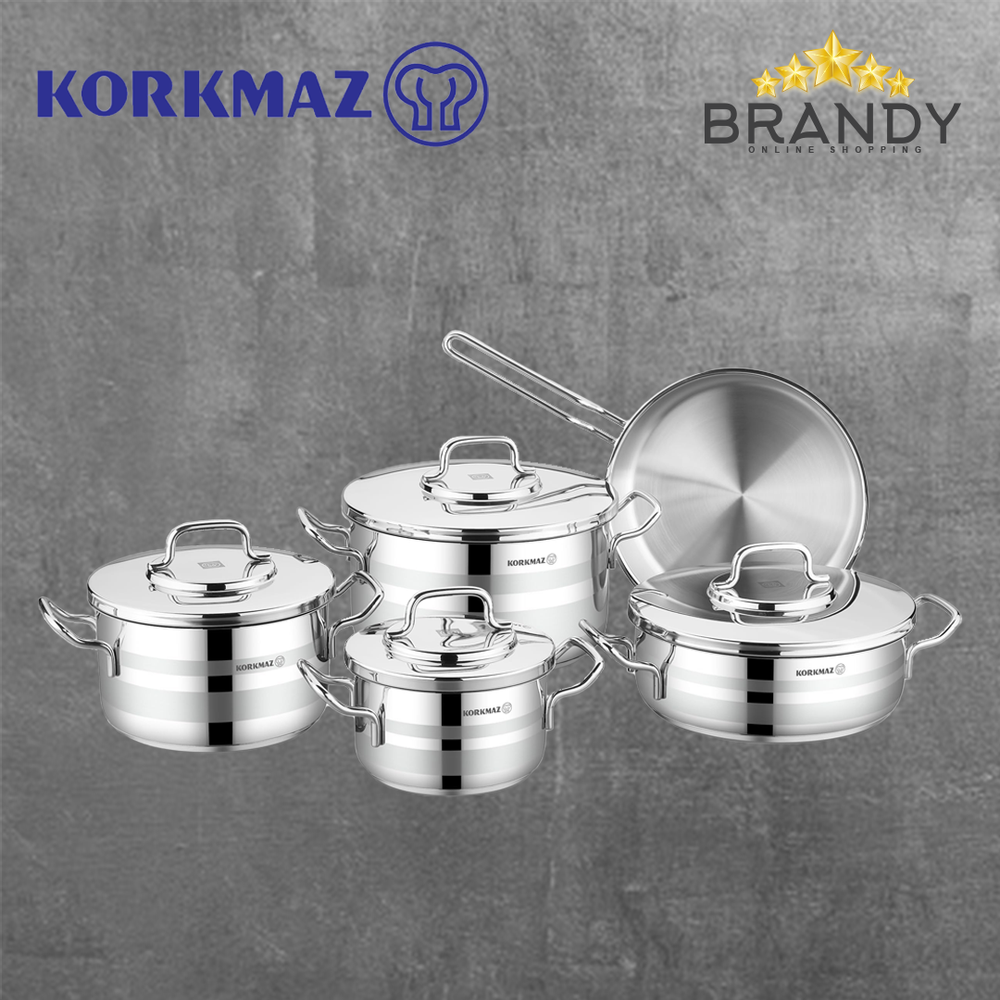 Astra Cookware Set 5pcs Stainless Steel 18/10 with Glass Lids for All Hobs