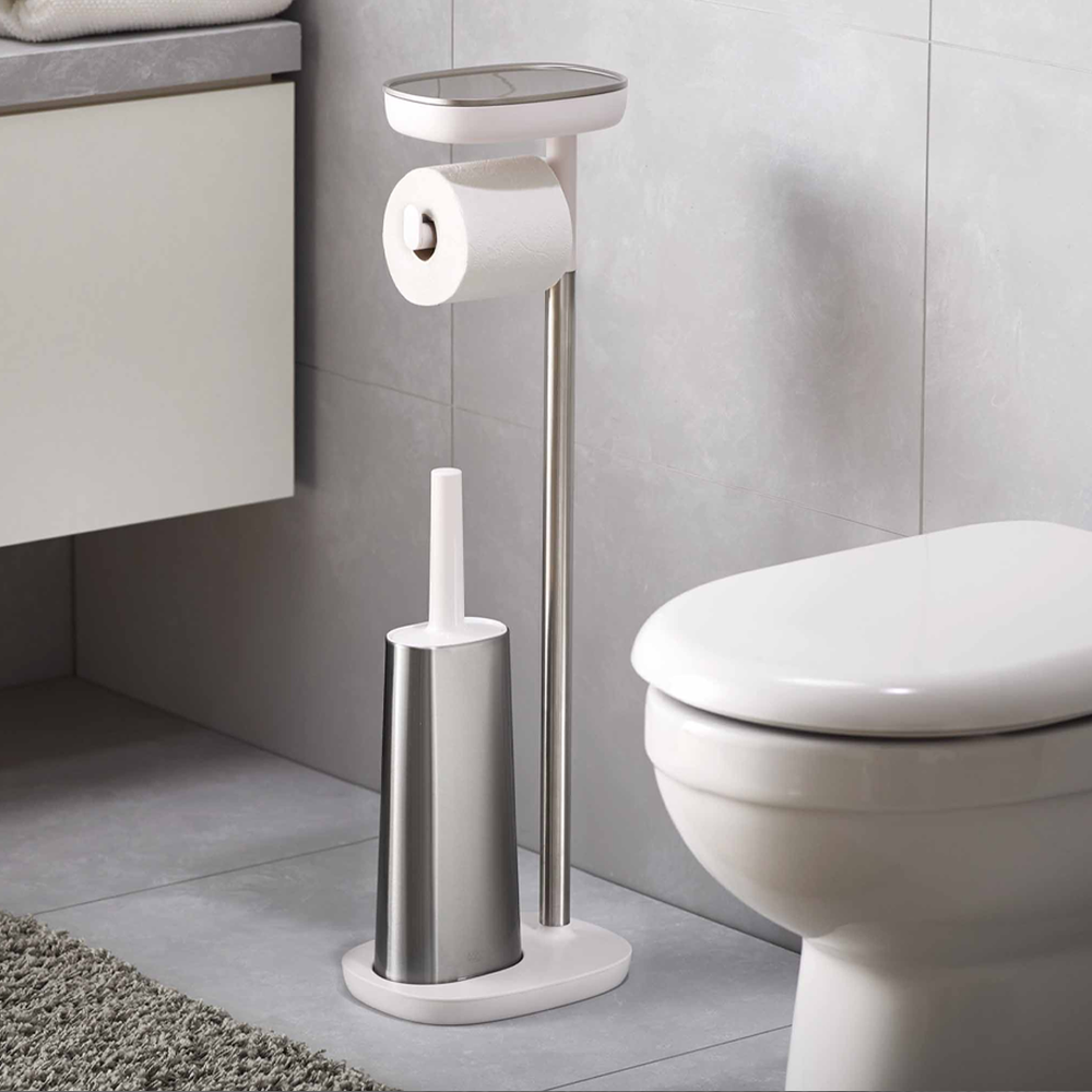 EasyStore Plus Stainless-steel Toilet Roll Holder with Toilet Brush