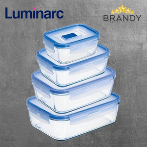 Pure Box Set 4 Rectangular Food Containers Blue
