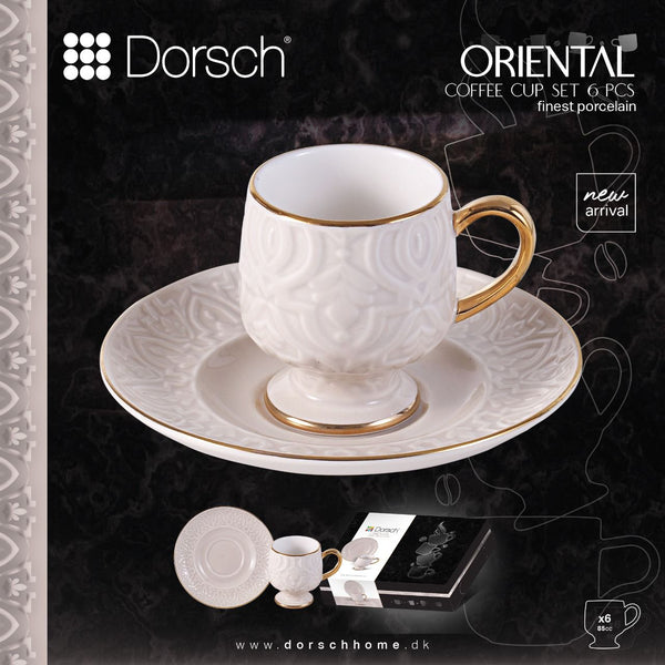Oriental Beige Coffee Cups Set 6pcs