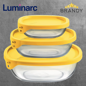 Nest & Store Set 3 Rectangular Containers With Yellow Lid