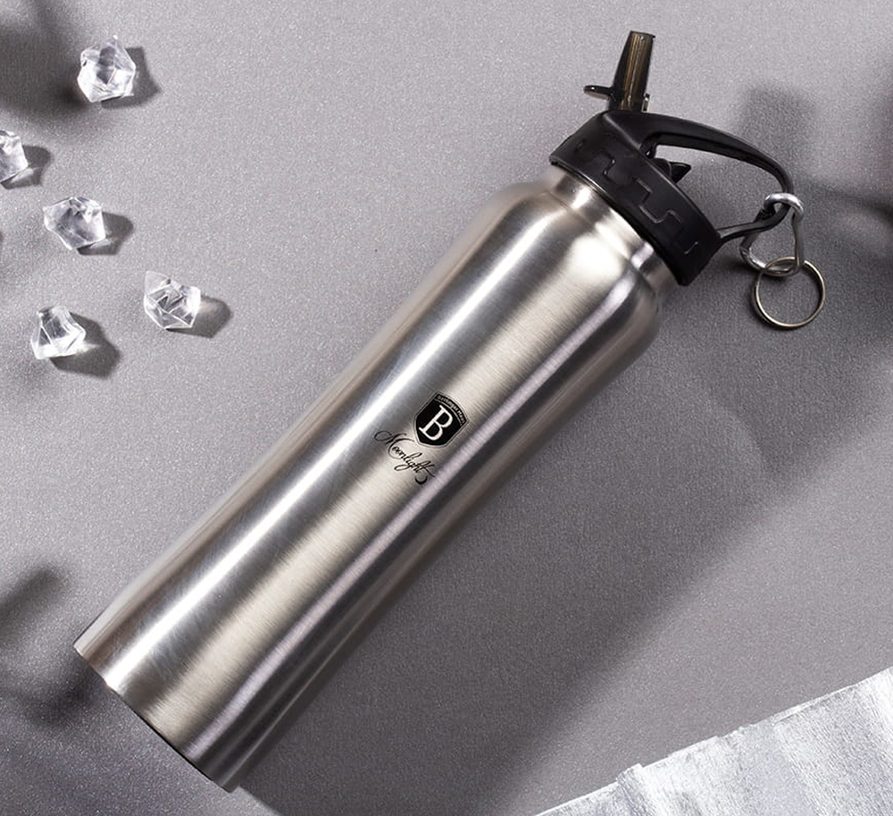 Sport Bottle Silver 500ml Stainless Steel 18/10 Leakproof Hydration Bottle