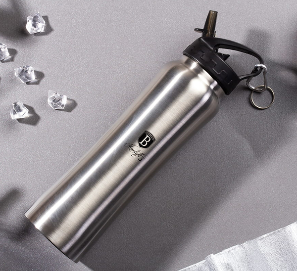 Sport Bottle Silver 500ml Stainless Steel 18/10 Leakproof Hydration Bottle