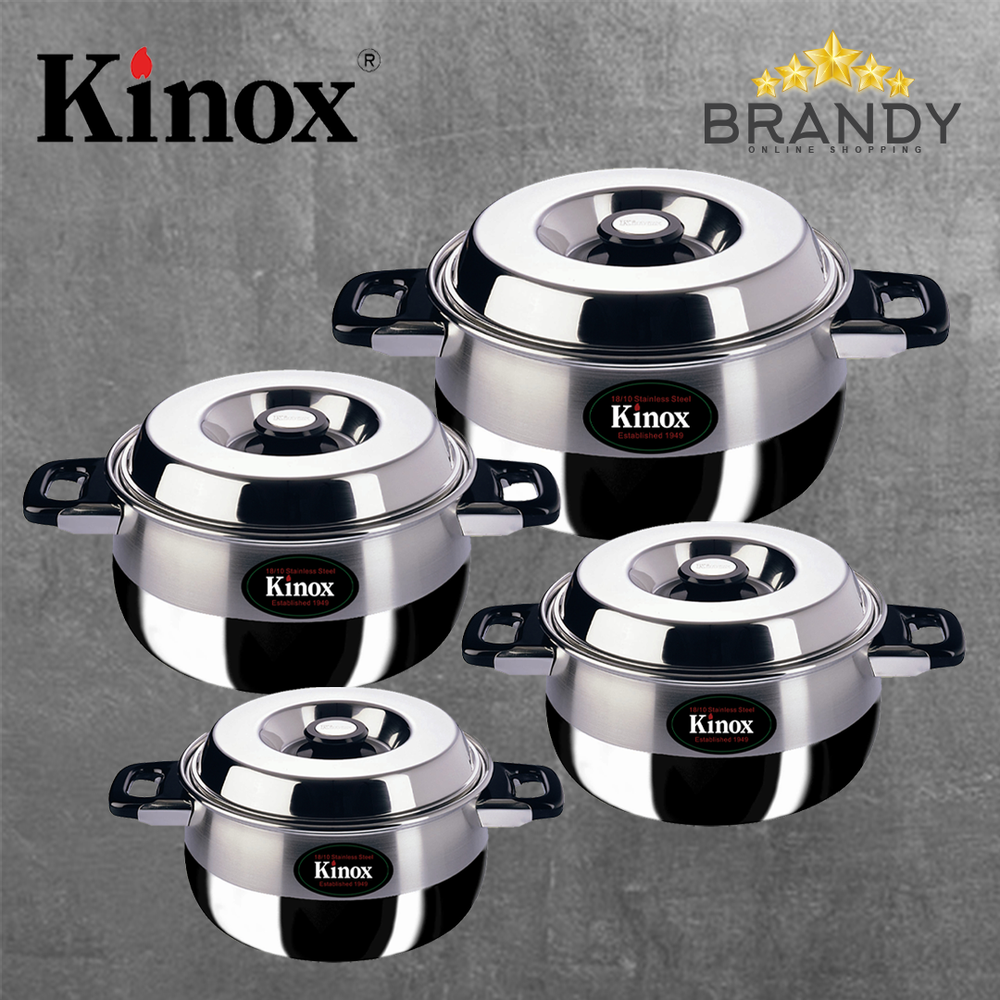 Set of 4 Stainless Steel Pots for All Hob Types