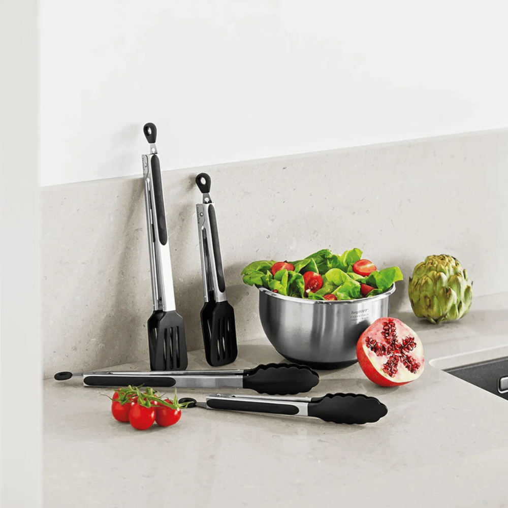 Silicone Tongs 27cm with Stainless Steel Handle, Heat-Resistant Kitchen Utensil
