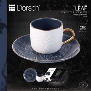 Leaf Navy Coffee Cups Set 6pcs