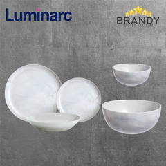 Luminarc Diwali Granite Marble 44-Piece Dinner Set Opal Glass-1