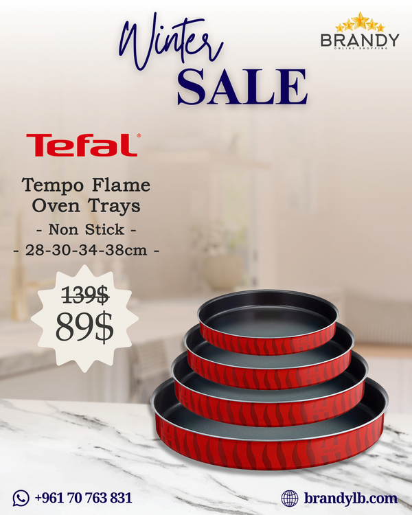 Tempo Flame Set 4 Round Trays, Non-Stick